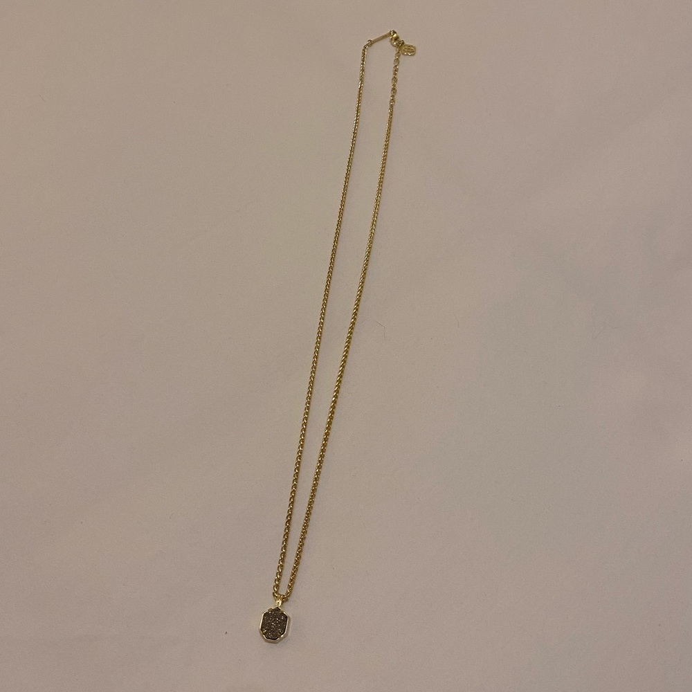 Kendra Scott gold long pendant necklace in silver drusy
